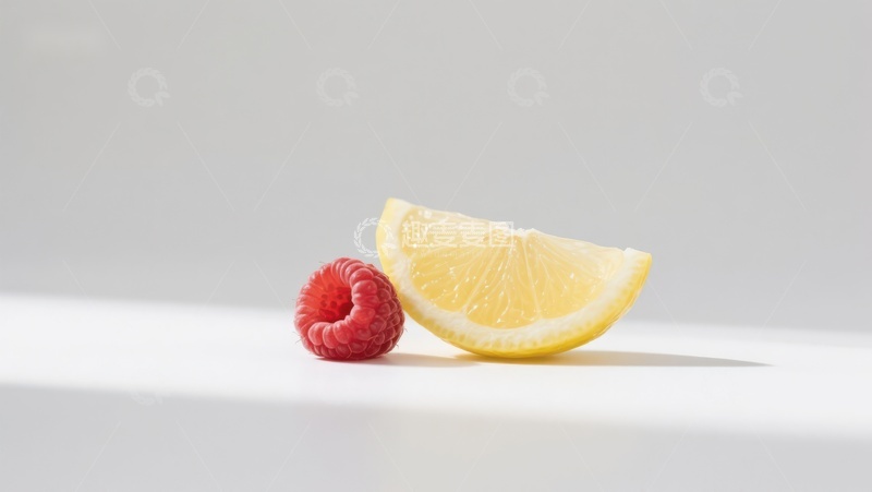 高清大图下载【趣麦麦图】柠檬切片与覆盆子的简洁组合