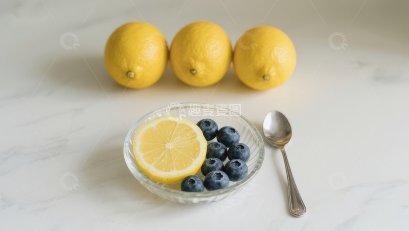 高清大图下载【趣麦麦图】柠檬与蓝莓的清新组合