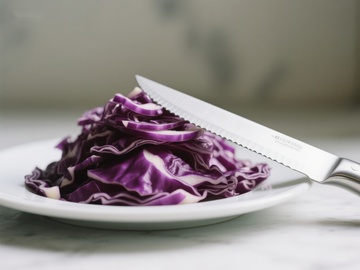切片紫甘蓝与刀具