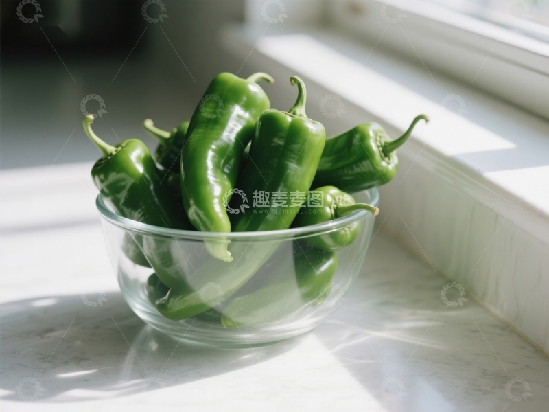 高清大图下载【趣麦麦图】阳光下的青椒碗