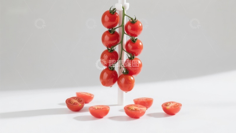 高清大图下载【趣麦麦图】新鲜樱桃番茄与切片展示