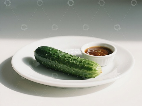 青瓜配酱碟，简洁美食摆盘