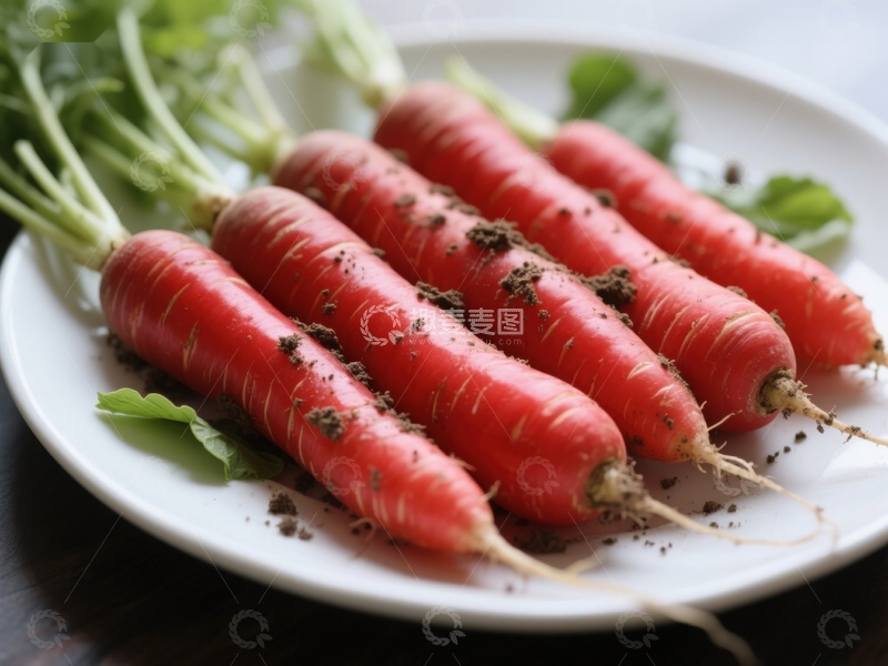 高清大图下载【趣麦麦图】新鲜胡萝卜整齐排列于白盘