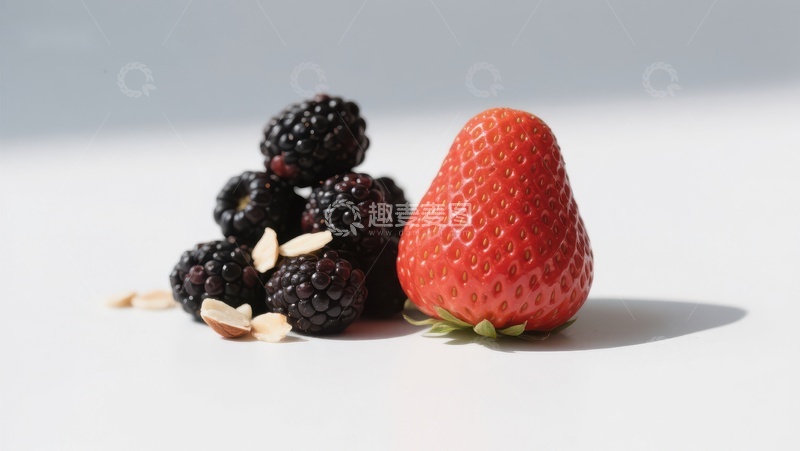 高清大图下载【趣麦麦图】草莓与黑莓配杏仁