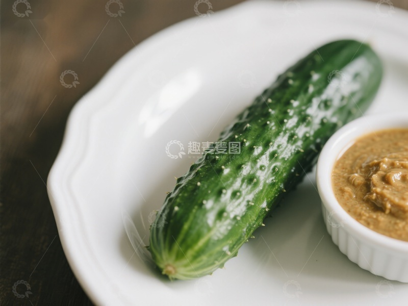 高清大图下载【趣麦麦图】-新鲜黄瓜配酱料，简约美食