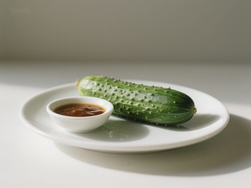 盘中黄瓜配酱料