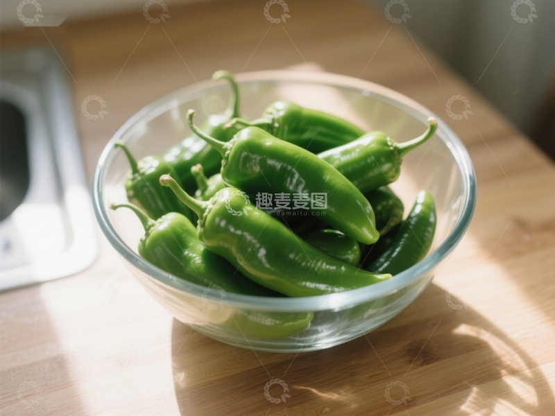 高清大图下载【趣麦麦图】透明碗中的青椒