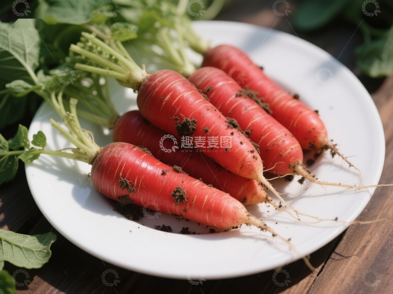 高清大图下载【趣麦麦图】新鲜胡萝卜盘中展示