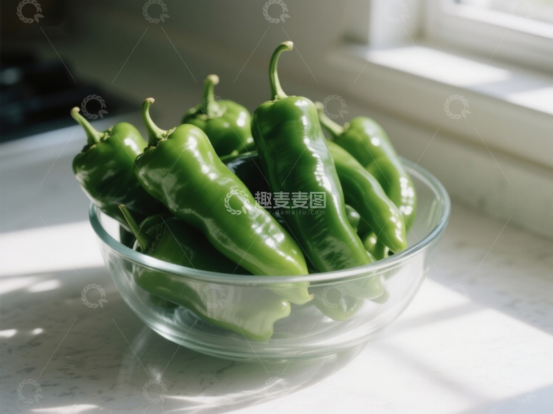 高清大图下载【趣麦麦图】阳光下的青椒碗