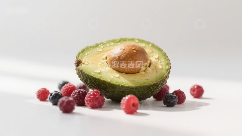 高清大图下载【趣麦麦图】新鲜牛油果与浆果的组合