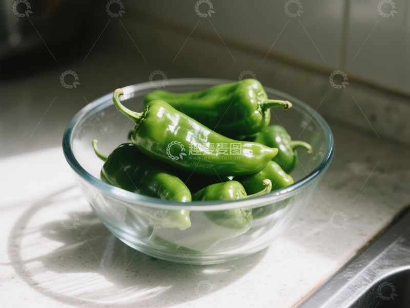 高清大图下载【趣麦麦图】透明碗中的青椒