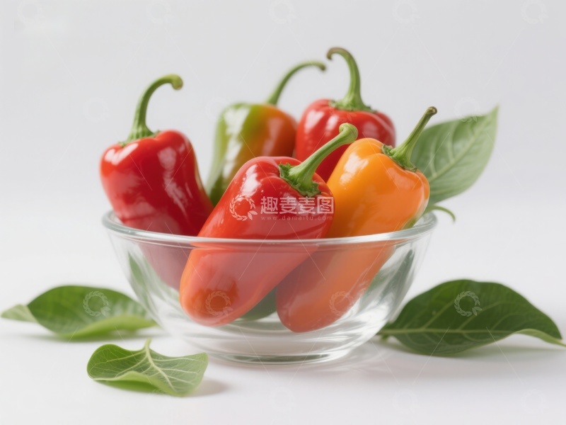 高清大图下载【趣麦麦图】玻璃碗中的多彩辣椒