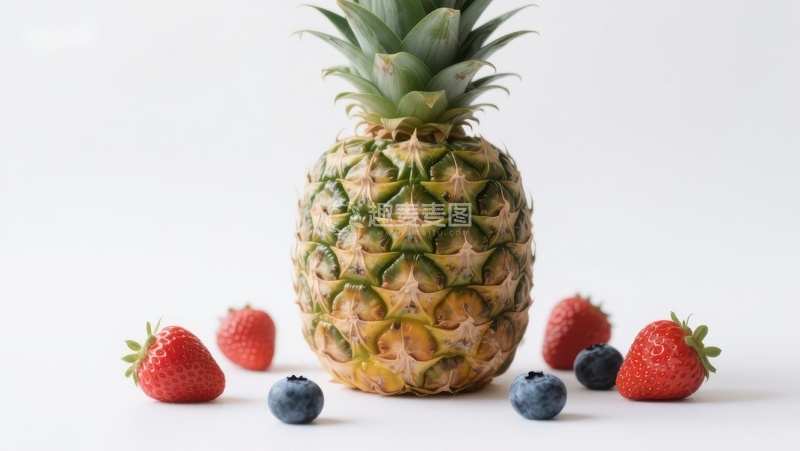 高清大图下载【趣麦麦图】菠萝与草莓蓝莓的清新组合