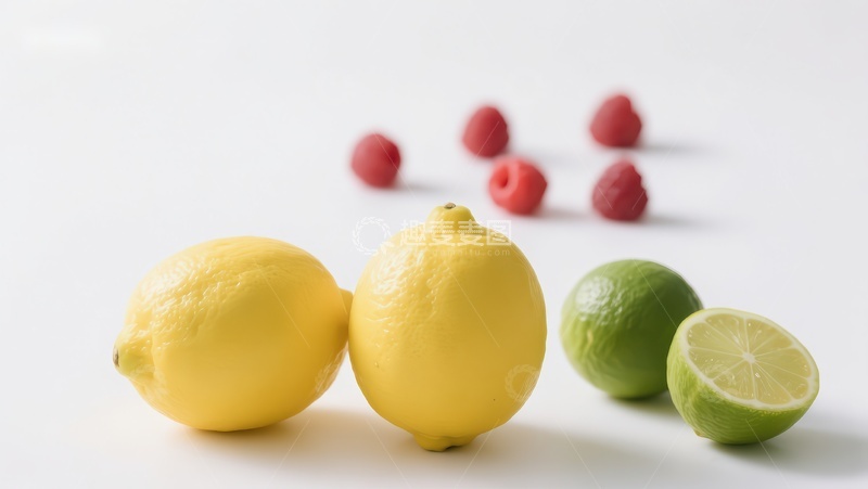 高清大图下载【趣麦麦图】柠檬青柠与樱桃的清新组合