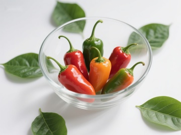 玻璃碗中的多彩辣椒