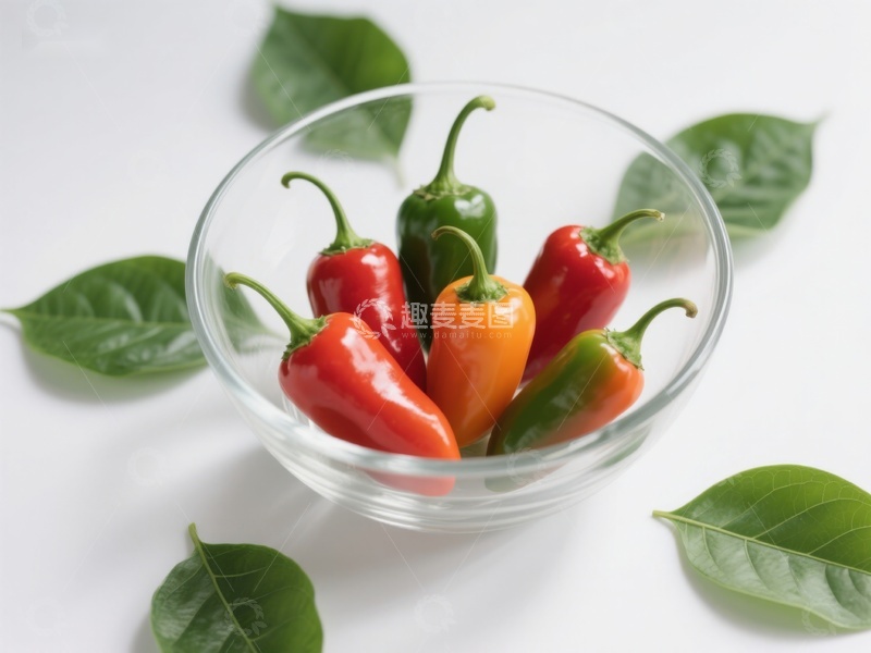 高清大图下载【趣麦麦图】玻璃碗中的多彩辣椒