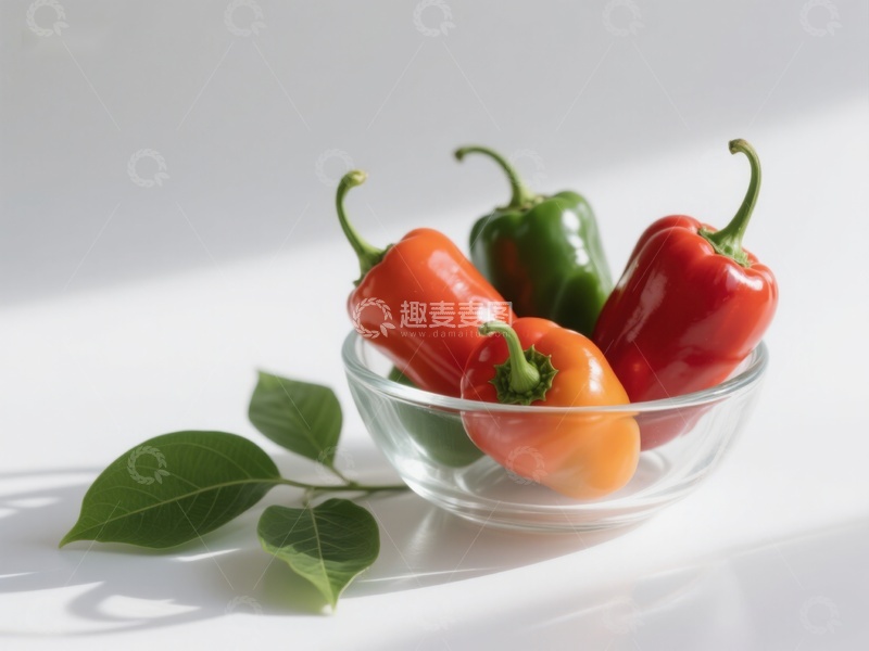 高清大图下载【趣麦麦图】玻璃碗中的多彩辣椒