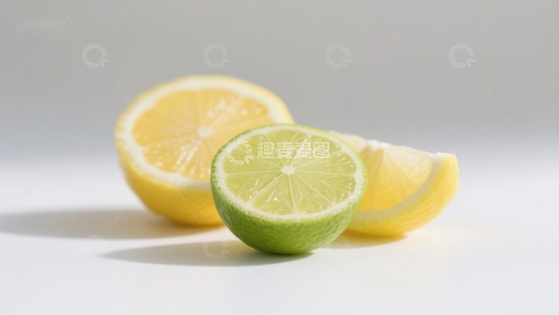 高清大图下载【趣麦麦图】柠檬与青柠切片的清新对比