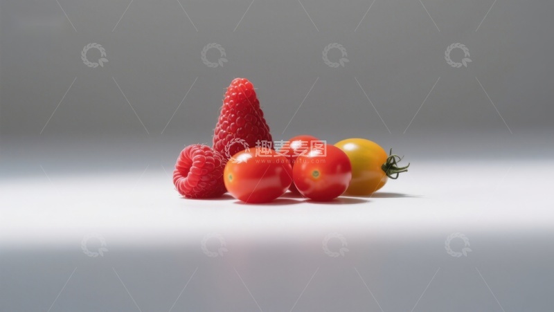 高清大图下载【趣麦麦图】新鲜水果组合：覆盆子与樱桃番茄