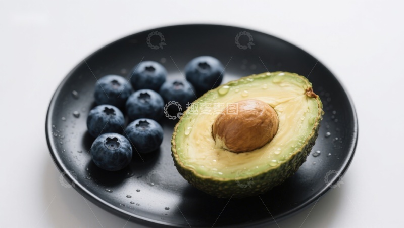 高清大图下载【趣麦麦图】牛油果与蓝莓的健康搭配