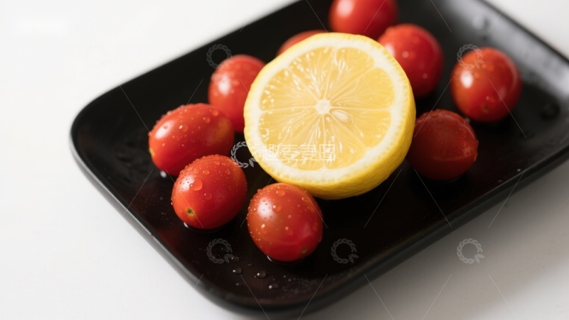高清大图下载【趣麦麦图】柠檬与樱桃番茄的清新组合