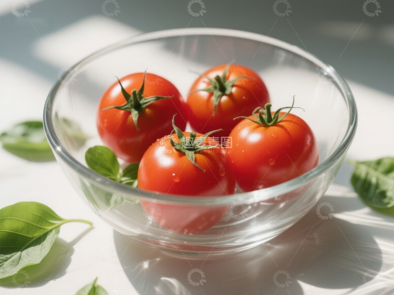 高清大图下载【趣麦麦图】透明碗中的新鲜番茄