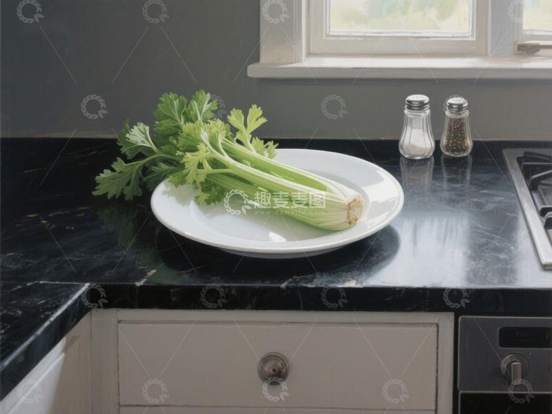 高清大图下载【趣麦麦图】厨房台面上的芹菜