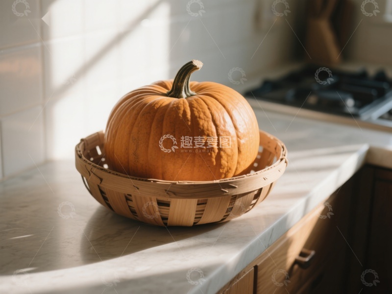 高清大图下载【趣麦麦图】厨房台面上的南瓜