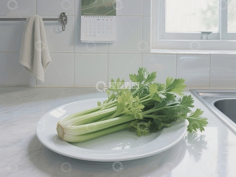 厨房台面上的芹菜
