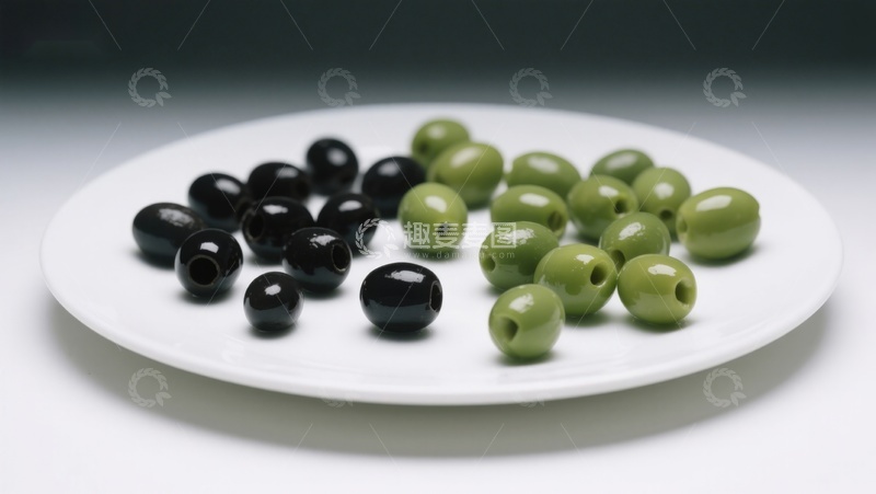 高清大图下载【趣麦麦图】盘中黑绿橄榄对比鲜明