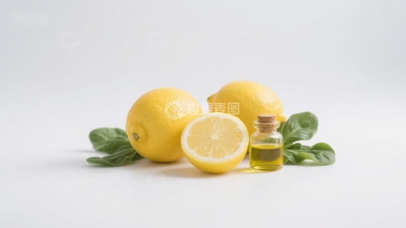 高清大图下载【趣麦麦图】柠檬与精油瓶的清新组合