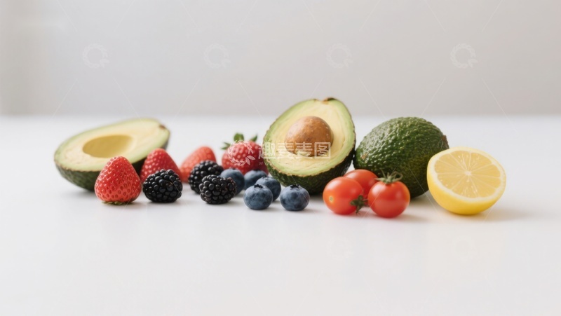 高清大图下载【趣麦麦图】新鲜水果与蔬菜的健康组合