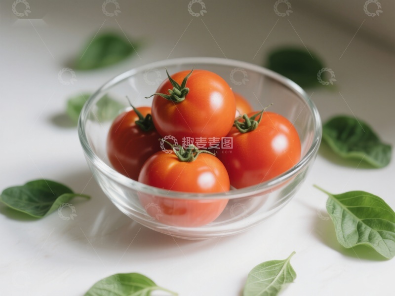 高清大图下载【趣麦麦图】透明碗中的新鲜樱桃番茄