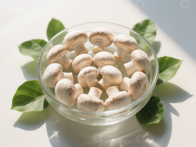 高清大图下载【趣麦麦图】玻璃碗中的新鲜蘑菇