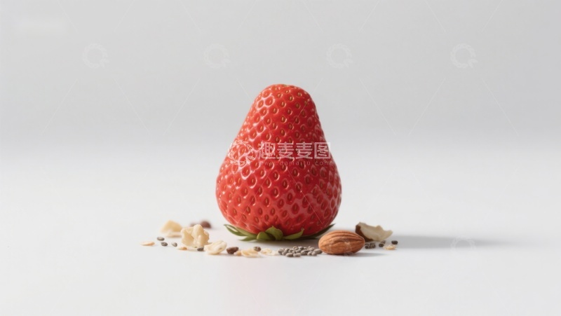 高清大图下载【趣麦麦图】新鲜草莓与坚果的静物组合