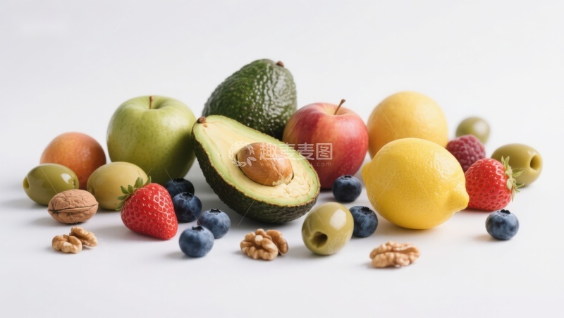 高清大图下载【趣麦麦图】新鲜水果与坚果的健康组合