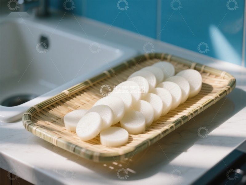 高清大图下载【趣麦麦图】竹盘上的切片萝卜