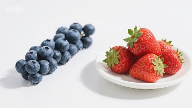 蓝莓与草莓的清新对比
