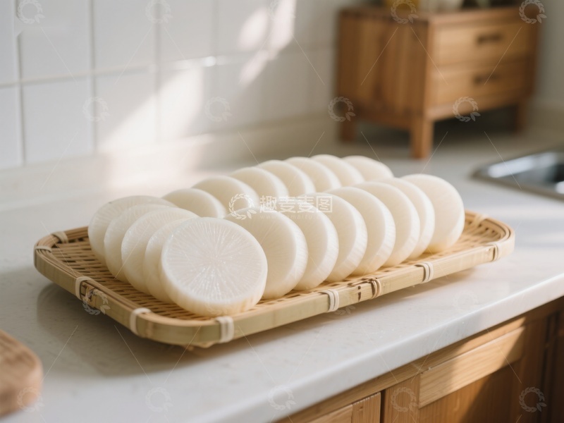 高清大图下载【趣麦麦图】竹篮上的圆形白馒头