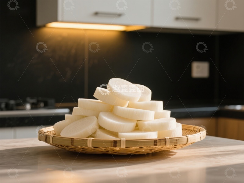 高清大图下载【趣麦麦图】厨房台面上的切片山药