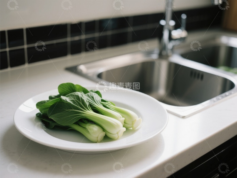 高清大图下载【趣麦麦图】厨房水槽旁的青菜