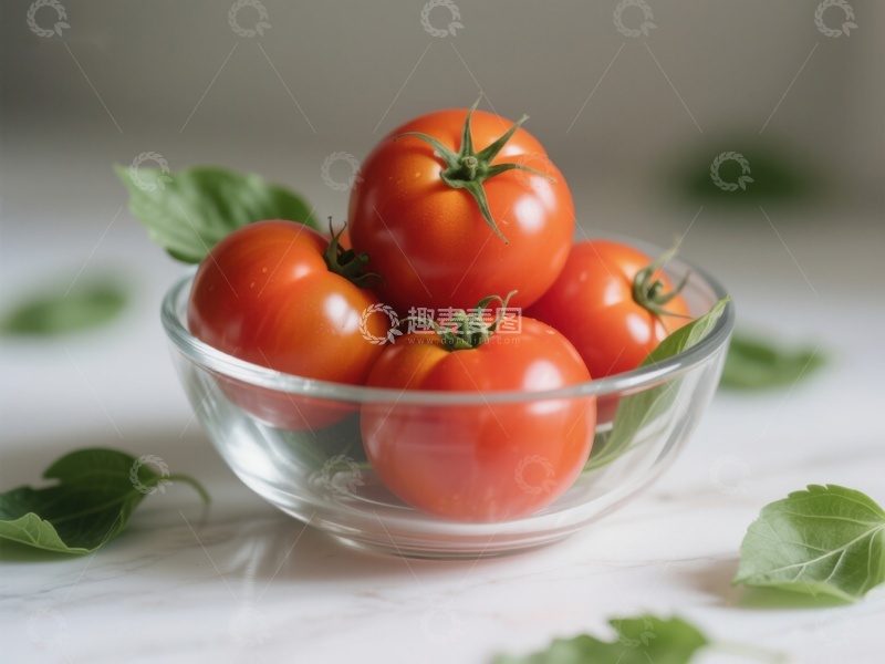 高清大图下载【趣麦麦图】透明碗中的新鲜红番茄