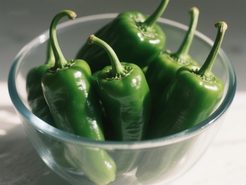 玻璃碗中的青椒