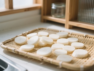 竹篮上的圆形糕点