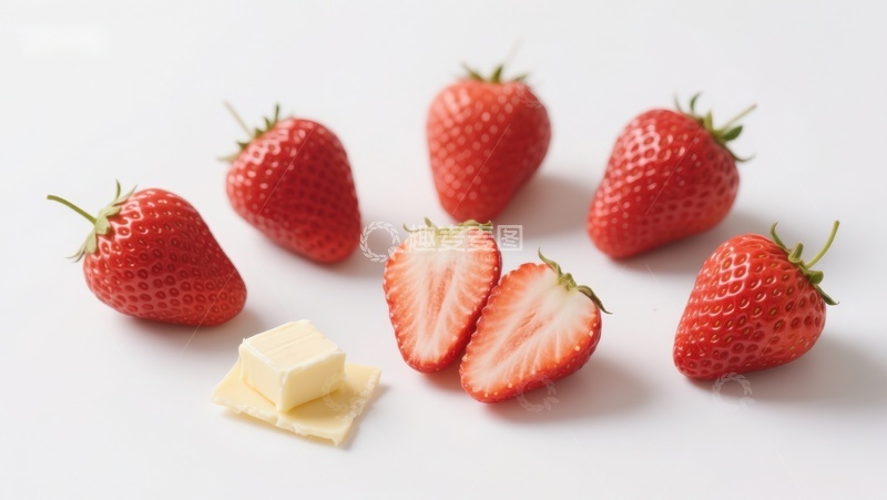 高清大图下载【趣麦麦图】新鲜草莓与巧克力块的组合
