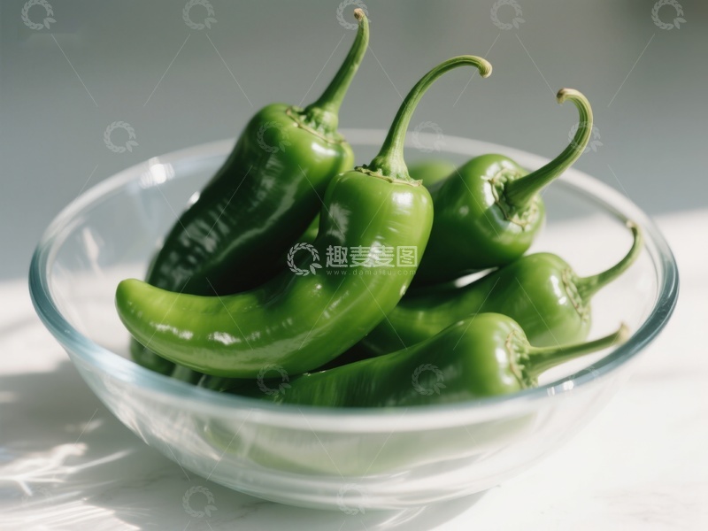 高清大图下载【趣麦麦图】玻璃碗中的青椒