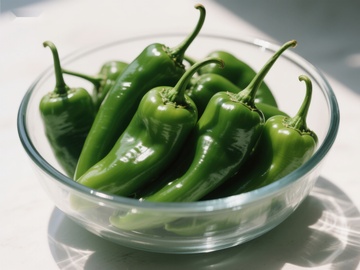 玻璃碗中的青椒