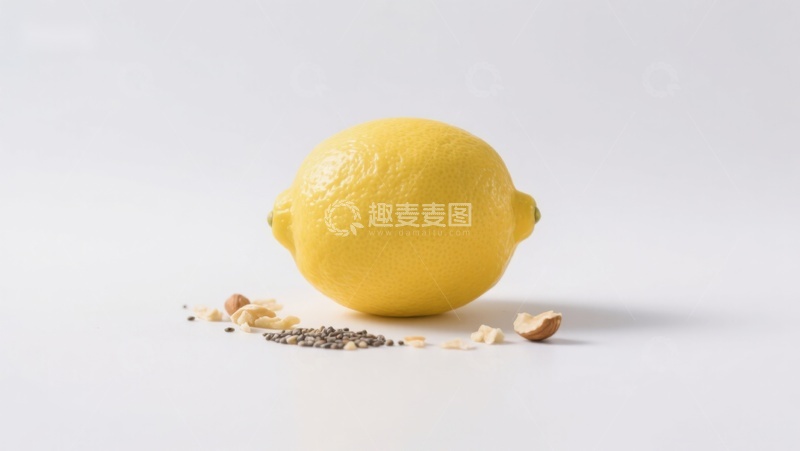 高清大图下载【趣麦麦图】柠檬与坚果种子的静物组合