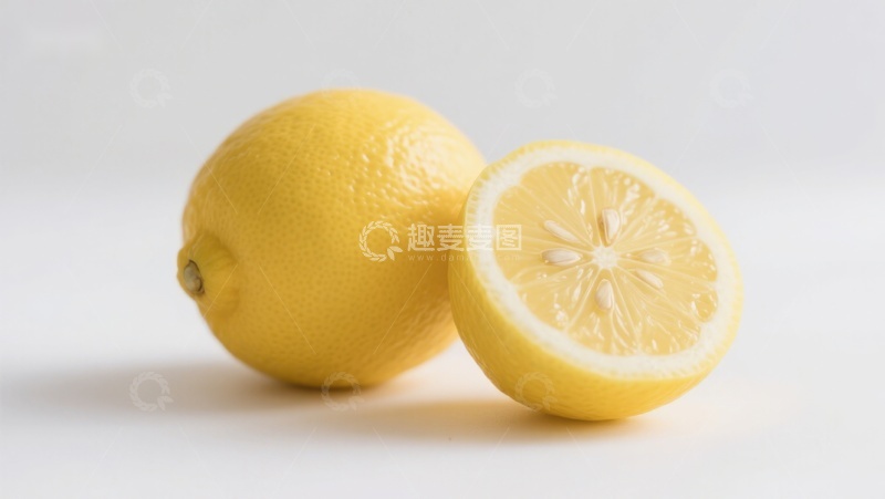 高清大图下载【趣麦麦图】新鲜柠檬，一半切开展示