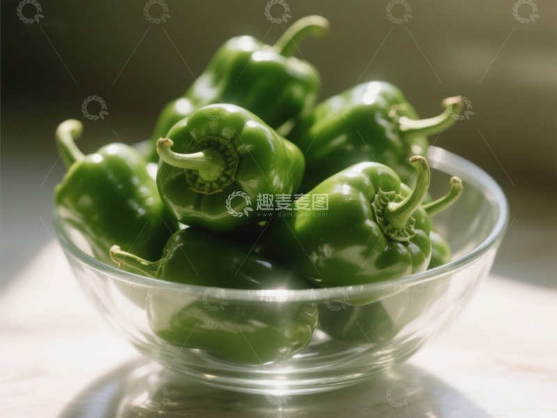 高清大图下载【趣麦麦图】玻璃碗中的青椒